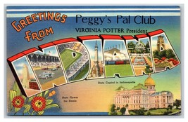 Large Letter Greetings Peggy&#39;s Pal Club Advertising Linen Postcard I19 - £3.50 GBP