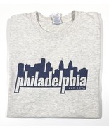 City of Philadelphia Heathered Grey T-Shirt w/Navy Blue City Skyline Gra... - $15.48