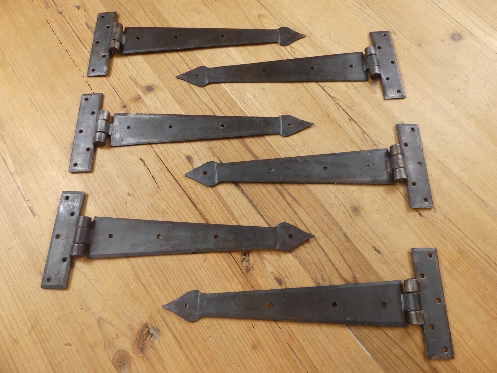 6 PRIMITIVE HAND FORGED IRON HINGE HINGES DOOR CABINET IRON 12&quot;  *SOME R... - $54.99