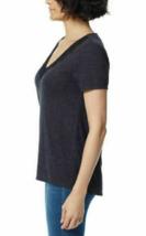 Ella Moss Womens V-Neck Lace Top Size Large Color Anthracite - £31.33 GBP
