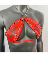 Gothic Black Cross Print Red Vinyl Vampira Cross Top Bra - €41,32 EUR