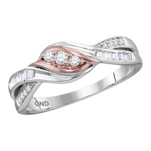 10k Two-tone Gold Round Diamond 3-stone Bridal Wedding Engagement Ring 1/5 Ctw - £240.47 GBP