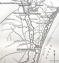 Map 1866 Civil War Defenses Of Wilmington Victorian Military Rebellion DWY7 - $39.99