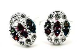 Ethnic Indian Handmade Crystal Enamel Toe Rings Pair Real Solid Silver - £15.20 GBP