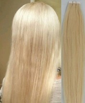 18&quot;,20&quot; 100gr,40pc,Human Tape In Hair Extensions #613 Platinum Blonde w/golden - £85.62 GBP+