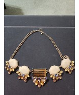 Statement Necklace Cabochon Heavy Jeweled Rhinestone Crystal Stone Chunk... - $38.71 CAD