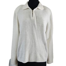 Cream Quarter Zip Knit Sweater Size Medium - £19.38 GBP