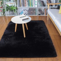 Black Merelax Soft Modern Indoor Shaggy Area Rug For Bedroom Livingroom Dorm - £23.11 GBP