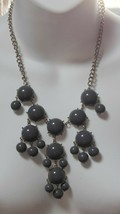 Gray &amp; Silver tone Bead Chain Link Bib Necklace - $18.80