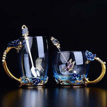 Rose Enamel Crystal Tea Cup with Spoon Set - £21.54 GBP+