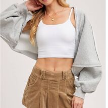 Cozy Fleece Lined Shrug Cardigan Open Front S/M - $43.56