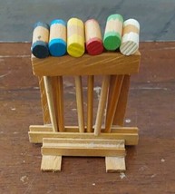 Dollhouse Miniature Accessories Wooden Croquet Vintage Clubs Stand Only - $12.20