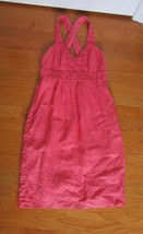 linen BANANA REPUBLIC empire waist knee-length dress salmon pink size 0 pockets - £15.84 GBP