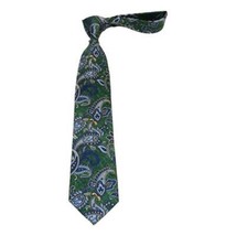 Men's 100% Silk Necktie By Bruno Piattelli Paisley Floral Fancy BP5 Green Blue image 3
