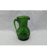 Vintage MCM Green Glass Pitcher Swirled 3 1/4&quot; - $16.98 CAD