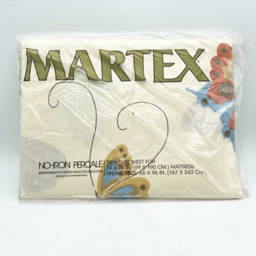 1 HANAE MORI Ivory Butterfly Twin Flat Sheet New VTG Martex Volante bedding - $24.99