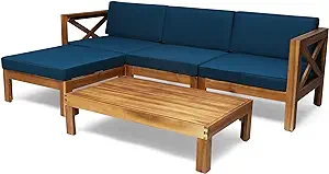Christopher Knight Home Mamie Outdoor Acacia Wood 5 Piece Sofa Set, Teak... - $895.99