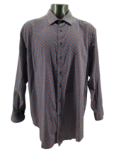 Robert Graham Mens Purple Geometric Floral Long Sleeve Flip Cuff Shirt 3XL - $38.96