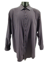 Robert Graham Mens Purple Geometric Floral Long Sleeve Flip Cuff Shirt 3XL - $37.00