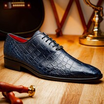 Men's Shoes Bono Genuine Alligator Oxford Navy image 9