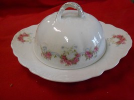 Beautiful ELBOGEN China-Pink Flowers-Made in AUSTRIA-  BUTTER DISH with ... - £14.70 GBP