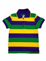 Child Large Mardi Gras Classic Stripe Purple Green Yellow Knit SS Polo Shirt - $28.70