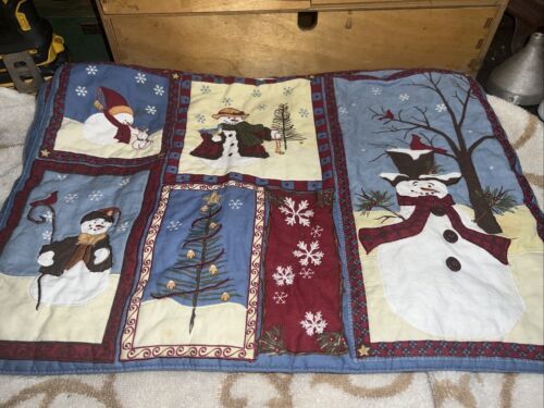 Three Christmas Snowman Place Mats Winter Table Decor St Nicholas Square - $17.99