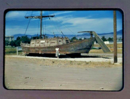 35mm Red Border Slide Montana 1953 Woman Standing By Boat Display - £4.39 GBP