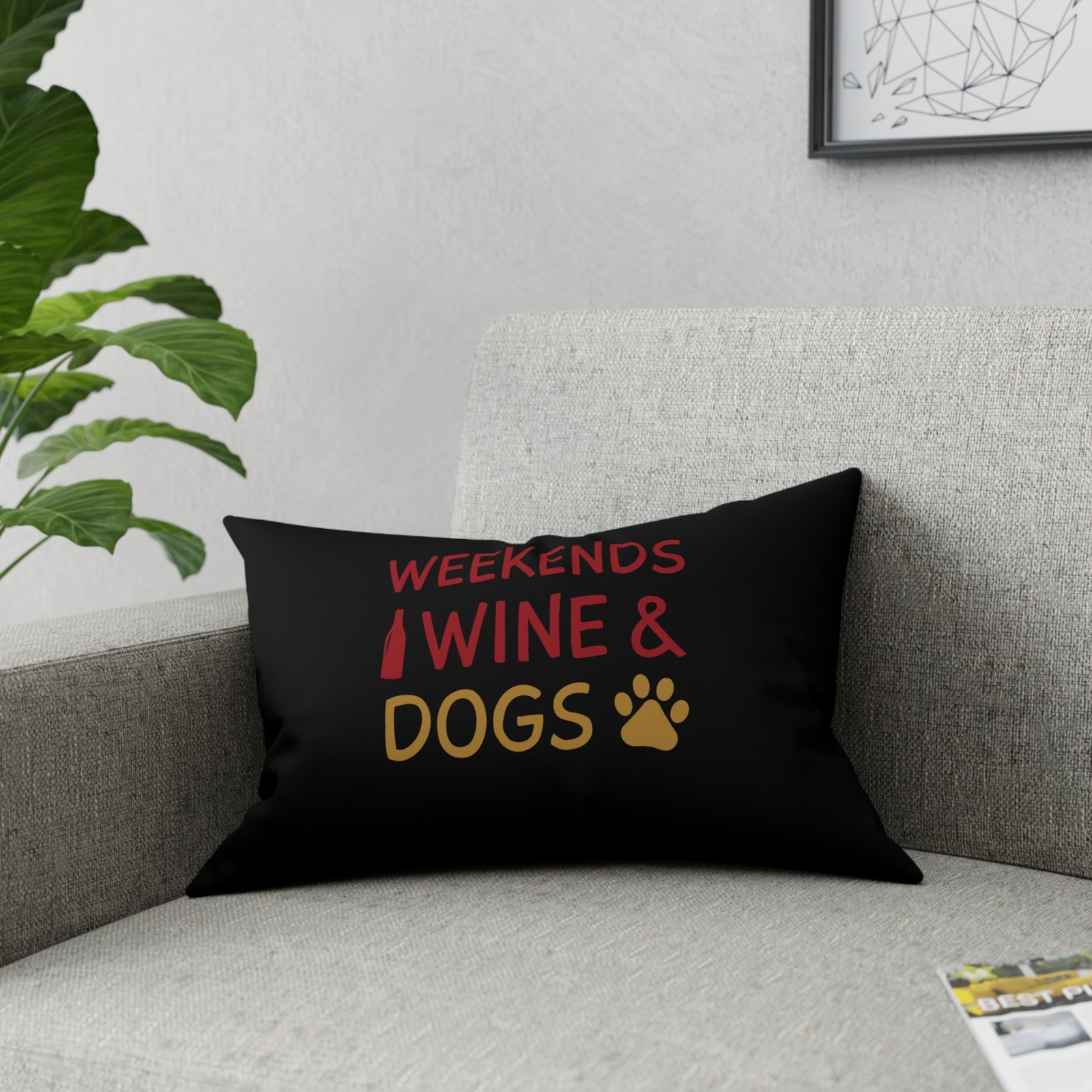 Weekend Wine & Dogs Bold Broadcloth Pillow - £29.88 GBP - £64.03 GBP