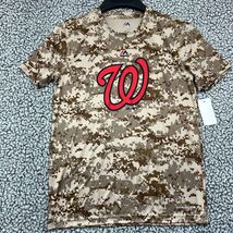 Washington Natrionals Shirt Youth Medium 10-12 Camo Majestic Short Sleev... - $12.24