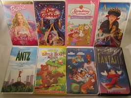 Lot Of 8 Vhs Disney Cartoons Fantasia Barbie Space Jam Antz Little Bear [10A1 - £21.43 GBP