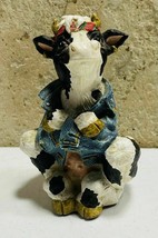 1994 Highway Holsteins Denim Biker Cow I Love Bulls Figurine Parastone Enesco - $28.50