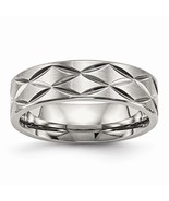 Men&#39;s 6.5.mm Stainless Steel Brushed &amp; Polished Diamond Cut Band - €65,54 EUR