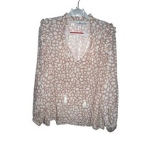 Vineyard Vines Women Large Animal Print Geo Print Ruffle Top Blouse Tass... - $22.69