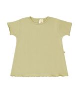 Girls Green Short Sleeve Cotton Top By Uala Lettuce Ruffle Hem &amp; Button ... - $29.43 CAD