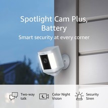 Ring Spotlight Cam Plus, Battery | Two-Way Talk, Color Night Vision, And, White - $186.29