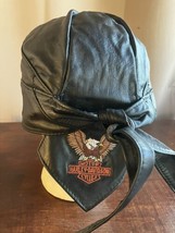 Harley Davidson Motorcycles Embroidered Leather Doo Rag Skull Cap Bandan... - £27.23 GBP