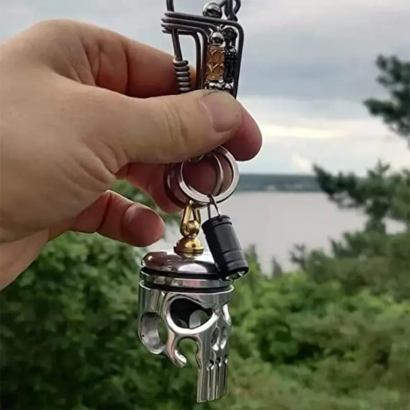 Skull Keychains Piston Art Keychain With Flashlight And Bottle Opener Alloy Sk - £14.55 GBP