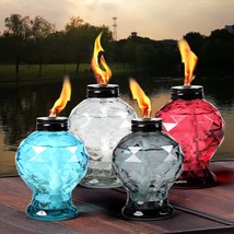4 Pack Glass Table Torch,Citronella Glass Table Top Torches With Wick And Cap Fo - £34.59 GBP