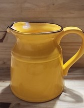 Large La Dolce Vita Turino Collection Ceramic Yellow Pitcher w/ Brown Trim 8” - £18.02 GBP