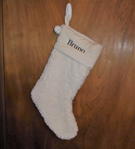 Pottery Barn Sherpa Christmas Stocking With Bells Mono &quot;Bruno&quot; - £15.64 GBP