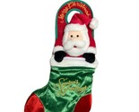 Santa PlushStocking  Merry Christmas Seasons Greetings Velvety Christmas... - $10.09