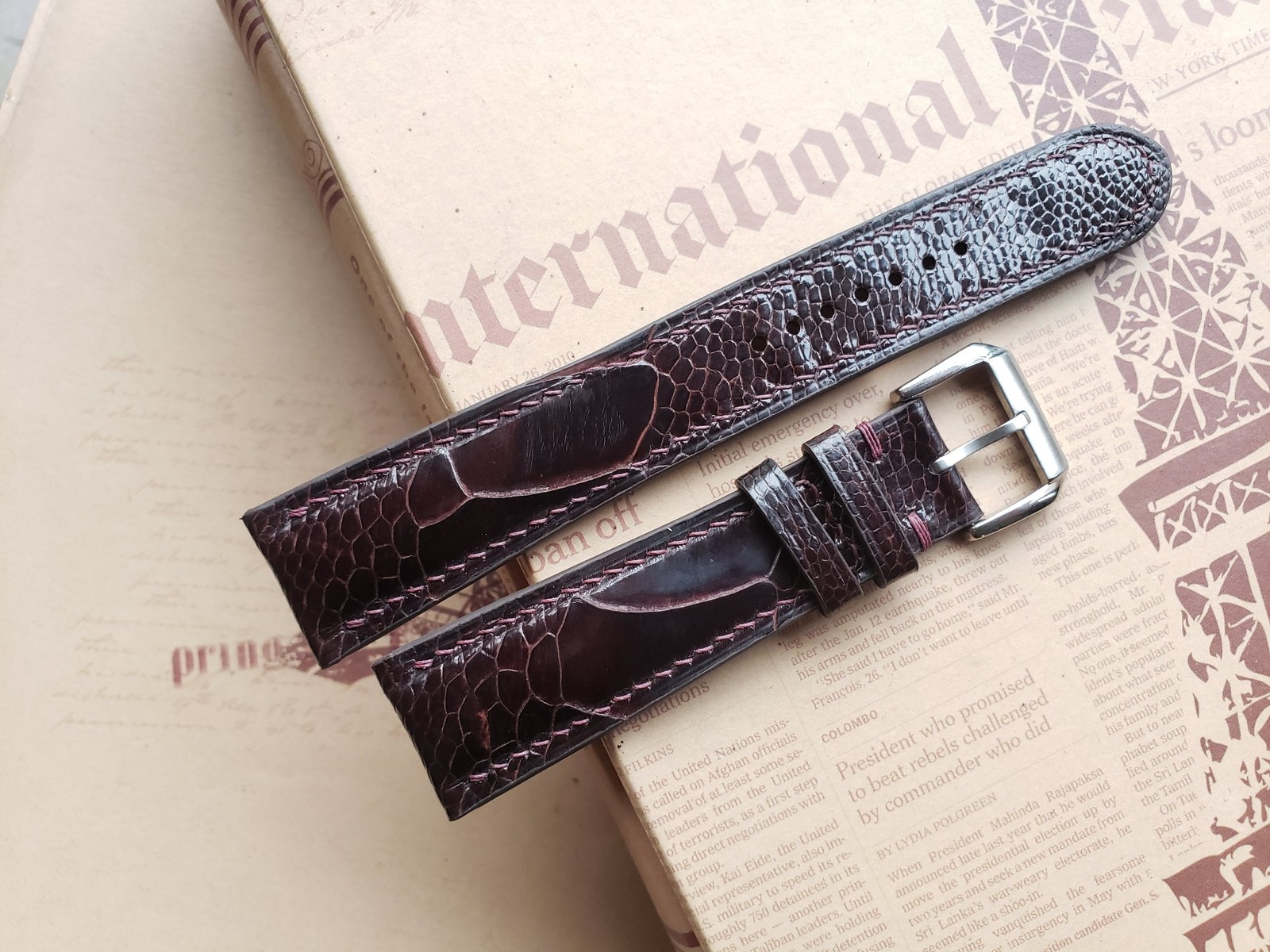 (Customizable, multiple size) Ostrich leg skin handmade watch straps - $89.99+