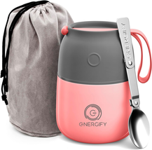 Vacuum Insulated Food Jar. Portable 12Oz Thermos Incl. Folding Spoon, Cup. Hot &amp; - £26.44 GBP
