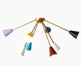 Multicoloré Spoutnik Chasse Support Lustre Stilnovo Étoile Lumières Plafond - £207.54 GBP