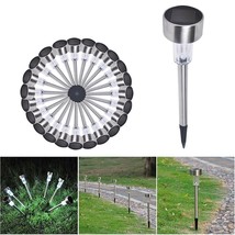 24 Pcs Stainless Steel Led Solar Power Landscape Light Ip44 Pathway Garden White - £66.33 GBP