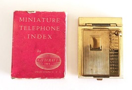 Vintage Miniature Metal Pocket Purse Telephone Index Address book A-Z Org Box US - £11.46 GBP