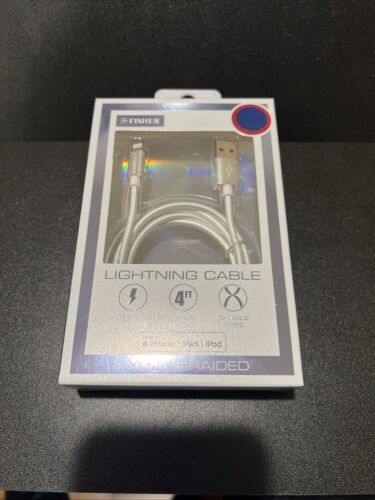 Brand New MFi-Certified Fisher Apple Lightning Cable 4 Ft Color White