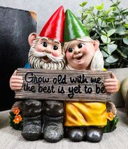 Ebros Grow Old With Me The Best Is Yet To Be Whimsical Mr &amp; Mrs Gnome St... - $456.85 MXN
