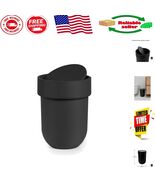 Touch 6L Modern Black Waste Can with Swing Lid - Elegant Bathroom Trash Bin - $97.55 CAD